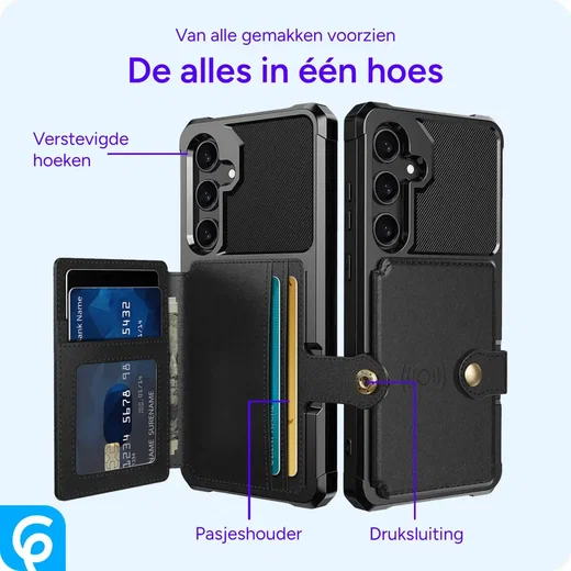 Samsung Galaxy S24 FE 3 in 1 Back Cover Portemonnee Hoesje Zwart afbeelding 6