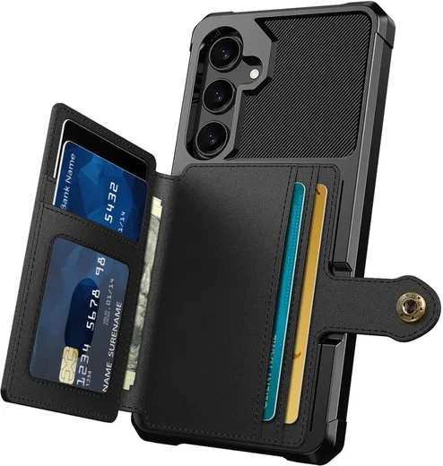 Samsung Galaxy S24 FE 3 in 1 Back Cover Portemonnee Hoesje Zwart afbeelding 2