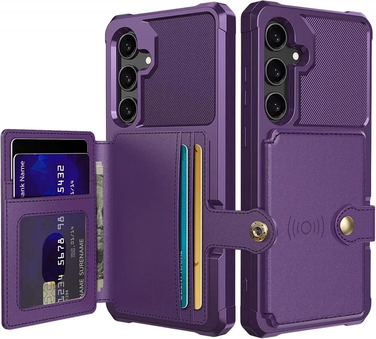 Samsung Galaxy S24 FE 3 in 1 Back Cover Portemonnee Hoesje Paars afbeelding 1