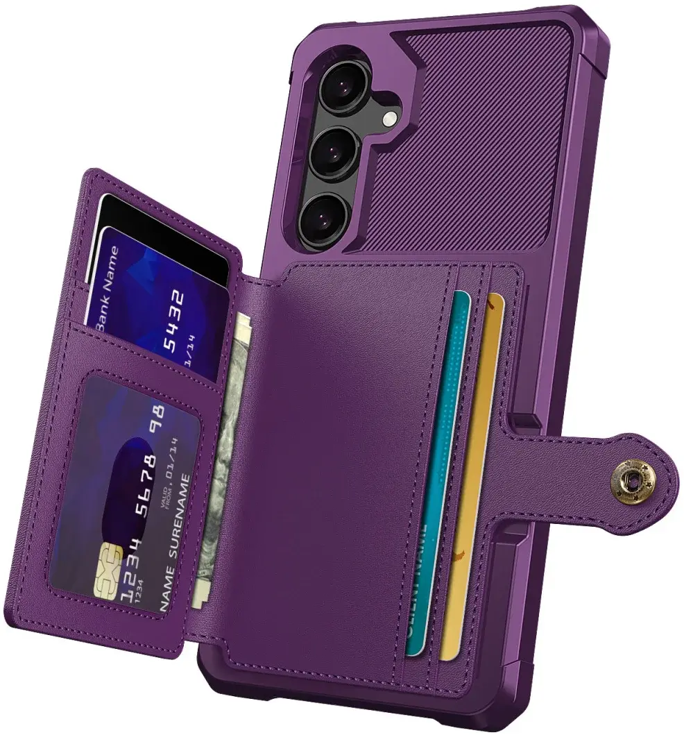 Samsung Galaxy S24 FE 3 in 1 Back Cover Portemonnee Hoesje Paars afbeelding 3