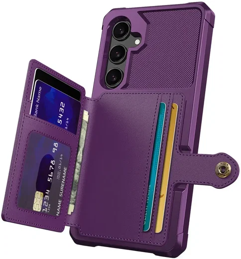 Samsung Galaxy S24 FE 3 in 1 Back Cover Portemonnee Hoesje Paars afbeelding 3