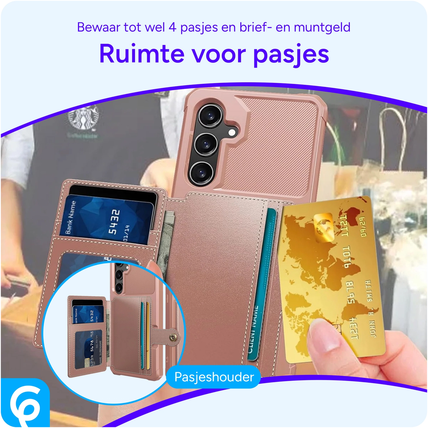 Samsung Galaxy S24 FE 3 in 1 Back Cover Portemonnee Hoesje Roze afbeelding 4