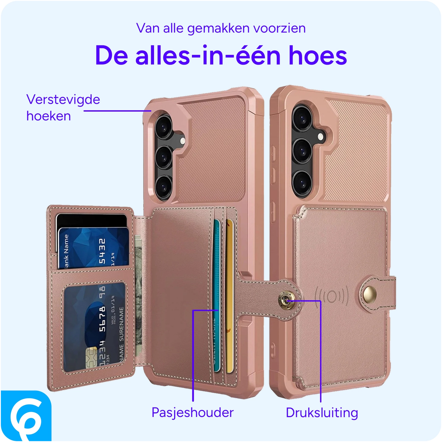 Samsung Galaxy S24 FE 3 in 1 Back Cover Portemonnee Hoesje Roze afbeelding 5