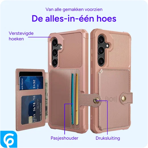 Samsung Galaxy S24 FE 3 in 1 Back Cover Portemonnee Hoesje Roze afbeelding 5
