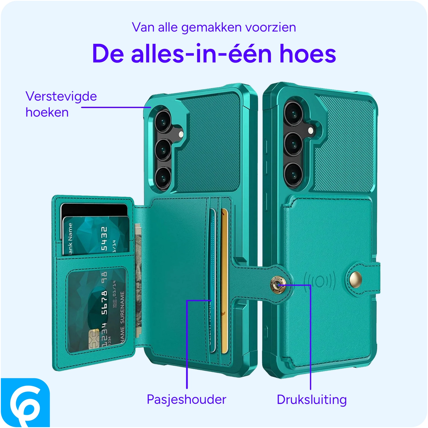Samsung Galaxy S24 FE 3 in 1 Back Cover Portemonnee Hoesje Groen afbeelding 5