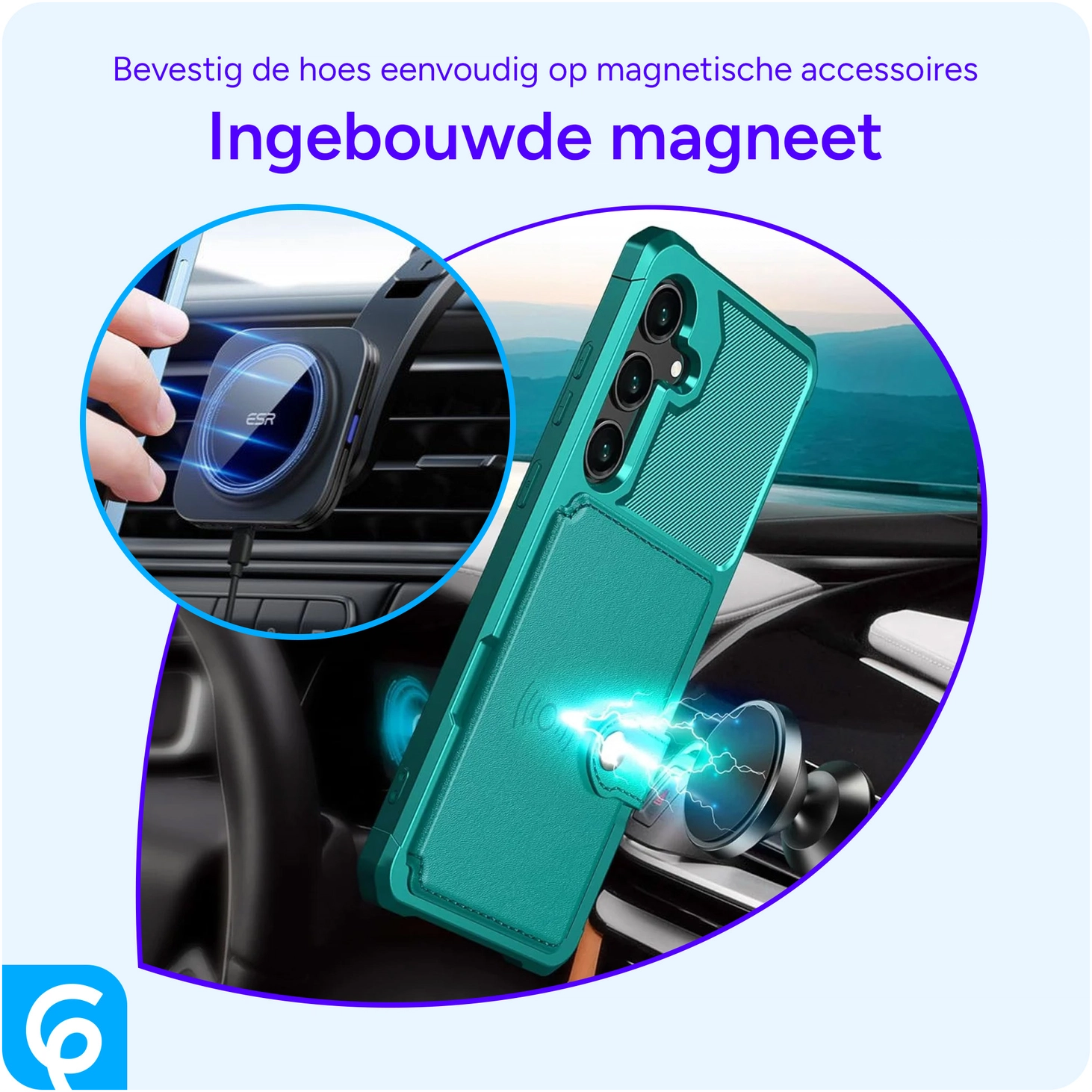 Samsung Galaxy S24 FE 3 in 1 Back Cover Portemonnee Hoesje Groen afbeelding 6