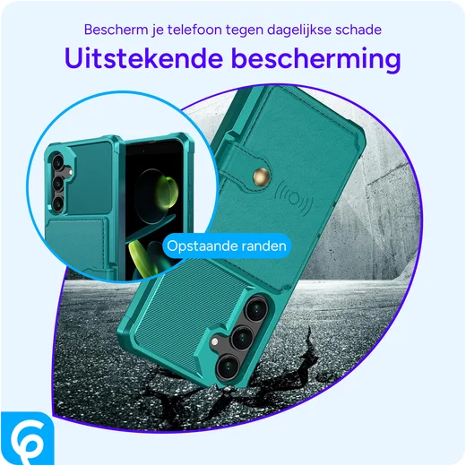 Samsung Galaxy S24 FE 3 in 1 Back Cover Portemonnee Hoesje Groen afbeelding 9