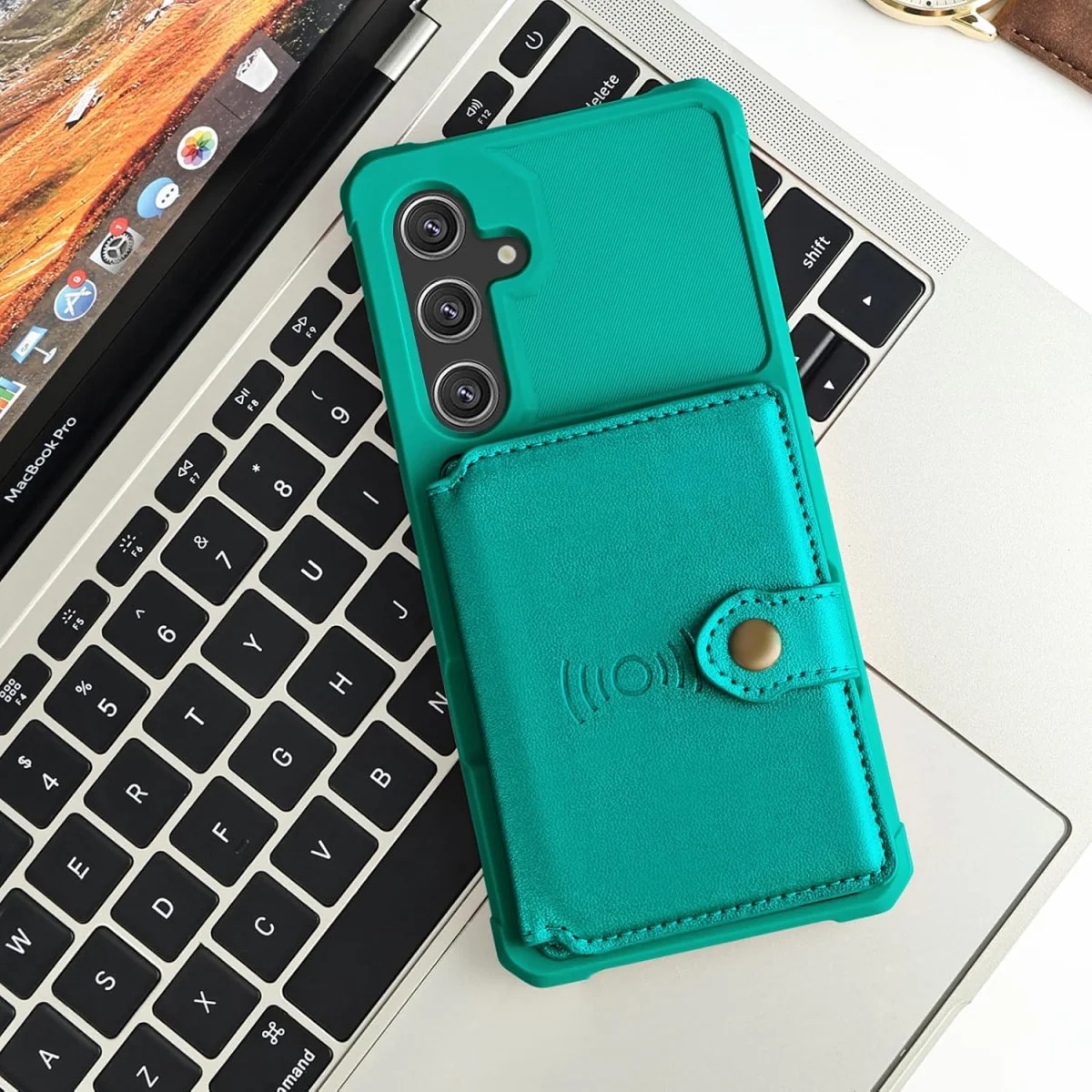 Samsung Galaxy S24 FE 3 in 1 Back Cover Portemonnee Hoesje Groen afbeelding 11