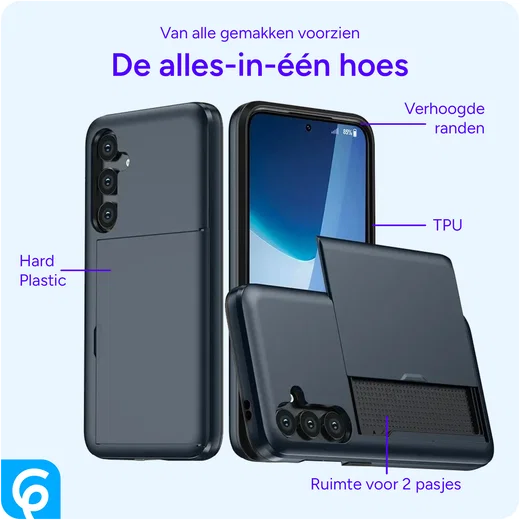 Samsung Galaxy S24 FE Hoesje met Slider Kaarthouder Back Cover Blauw afbeelding 3