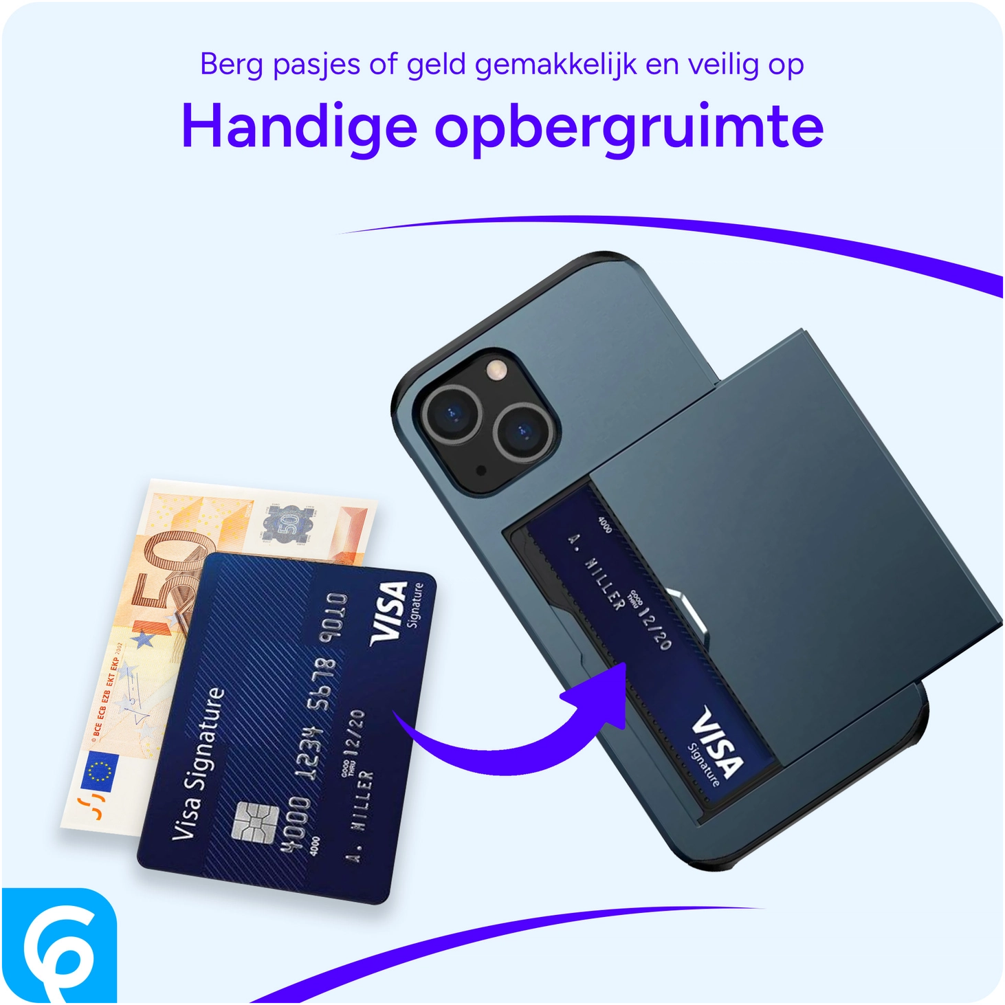 Samsung Galaxy S24 FE Hoesje met Slider Kaarthouder Back Cover Blauw afbeelding 5