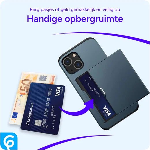 Samsung Galaxy S24 FE Hoesje met Slider Kaarthouder Back Cover Blauw afbeelding 5