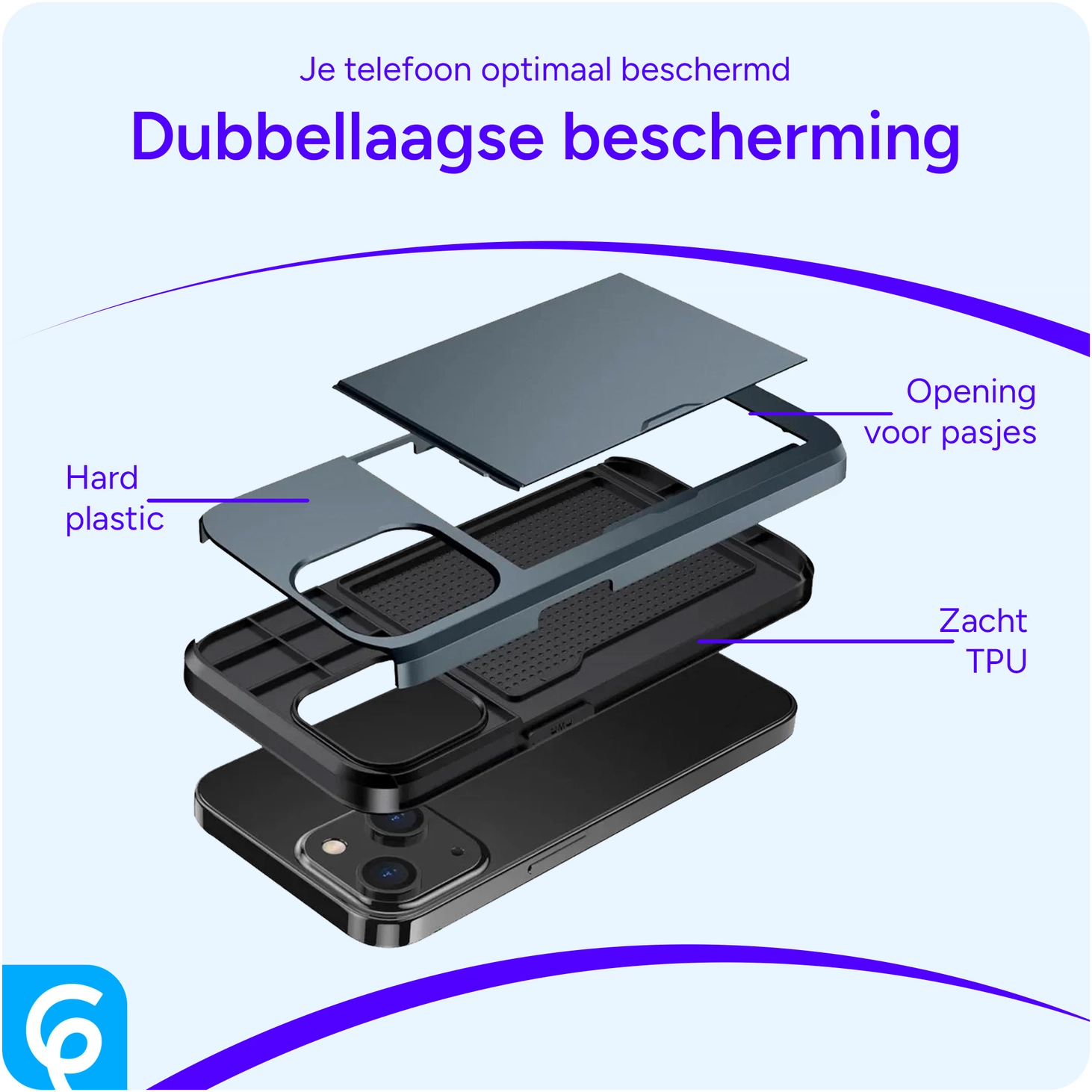Samsung Galaxy S24 FE Hoesje met Slider Kaarthouder Back Cover Blauw afbeelding 10