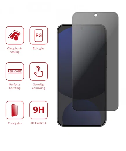 Rosso Samsung Galaxy A56 / S24 FE 9H Tempered Glass Screen Protector Privacy afbeelding 2