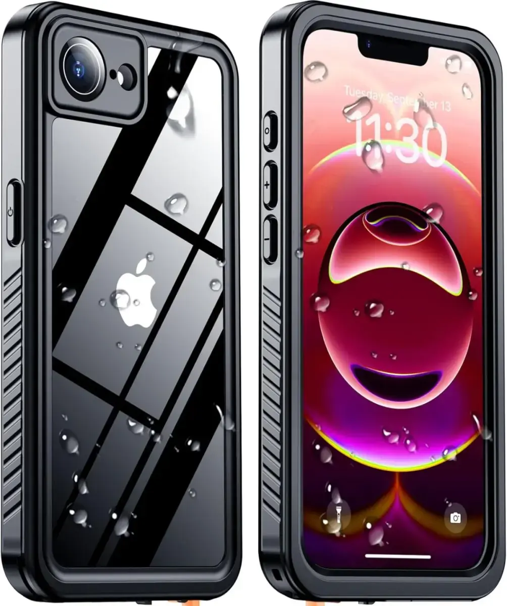 SBG Outdoor Case iPhone 17e / 16e Waterdicht Hoesje Transparant Zwart afbeelding 1