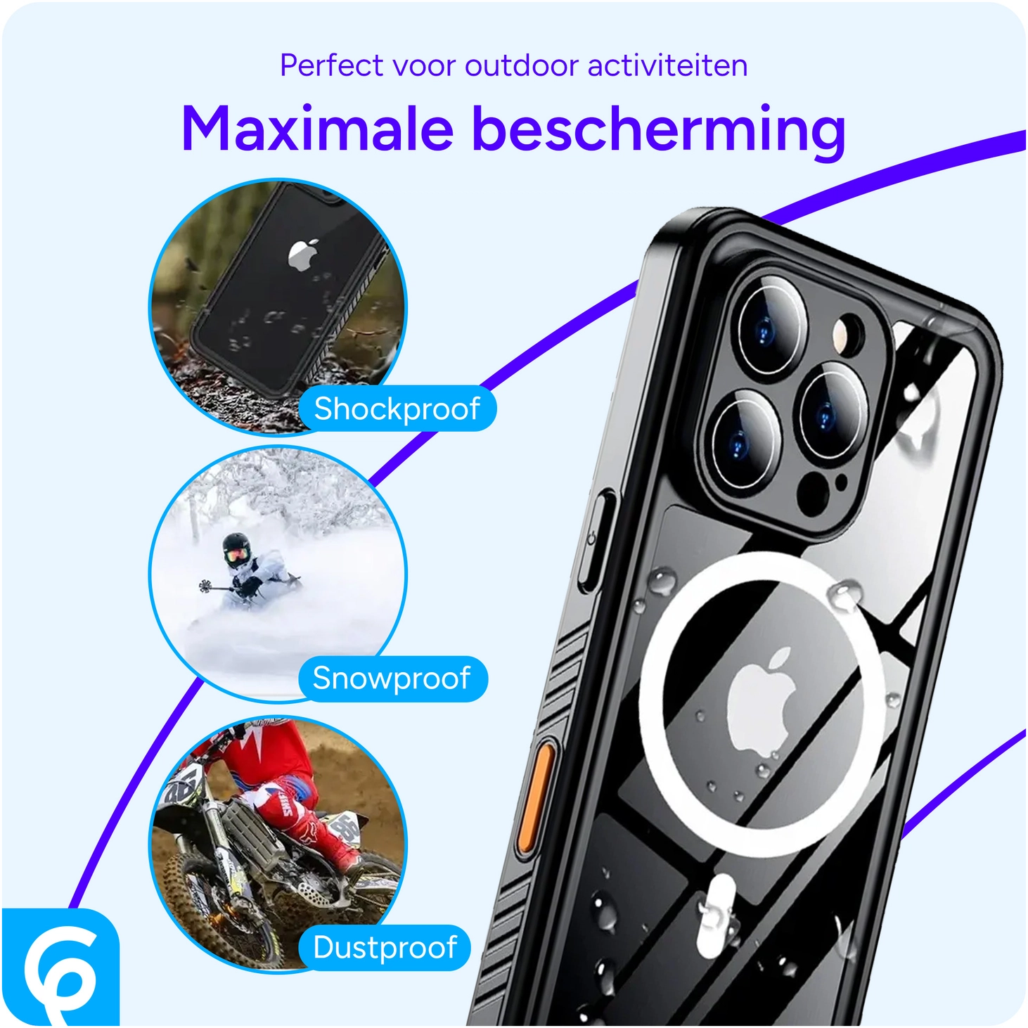 SBG Outdoor Case iPhone 17e / 16e Waterdicht Hoesje Transparant Zwart afbeelding 2