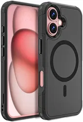 Apple iPhone 16 Hoesje Dual-Layer Hybride Back Cover met MagSafe Zwart afbeelding