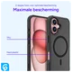 Apple iPhone 16 Hoesje Dual-Layer Hybride Back Cover met MagSafe Zwart afbeelding 8