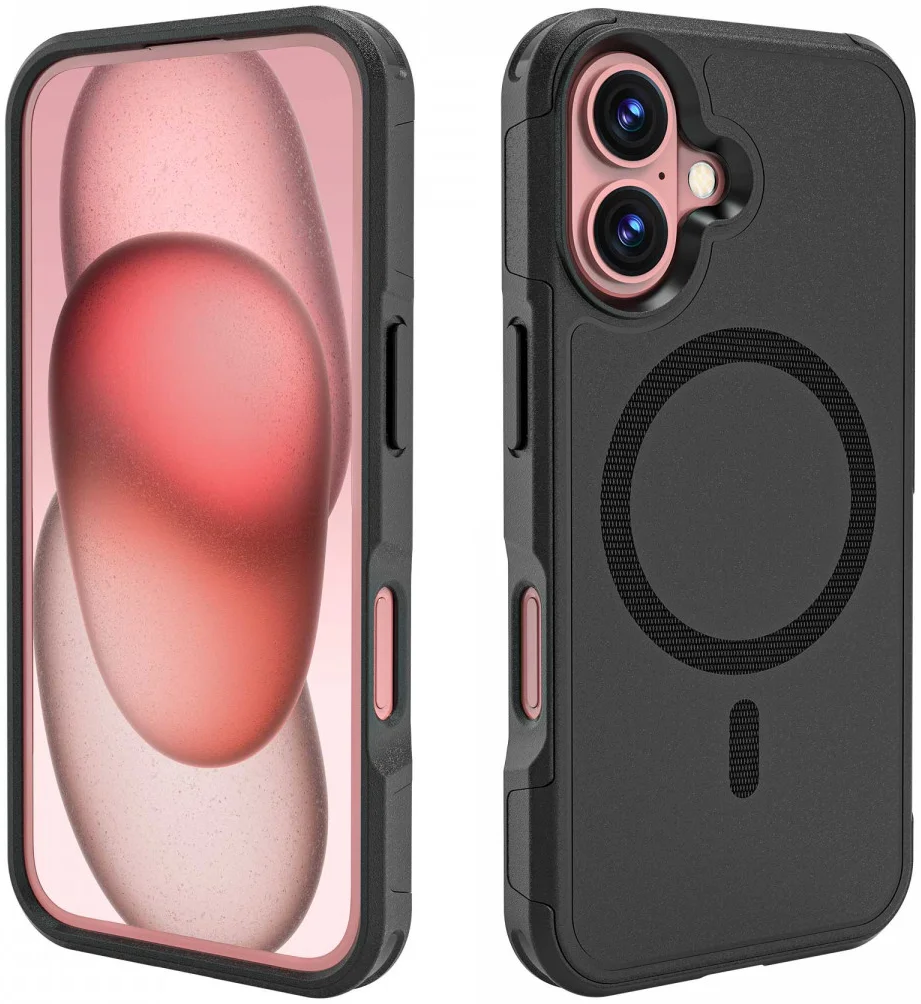 Apple iPhone 16 Hoesje Dual-Layer Hybride Back Cover met MagSafe Zwart afbeelding 10