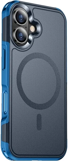 Apple iPhone 16 Hoesje Dual-Layer Hybride Back Cover met MagSafe Blauw afbeelding 6