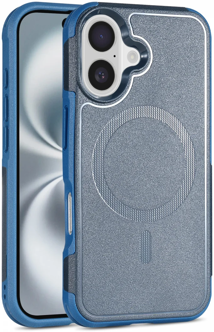 Apple iPhone 16 Hoesje Dual-Layer Hybride Back Cover met MagSafe Blauw afbeelding 9