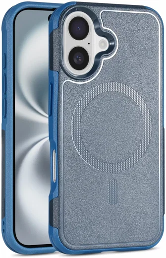Apple iPhone 16 Hoesje Dual-Layer Hybride Back Cover met MagSafe Blauw afbeelding 9