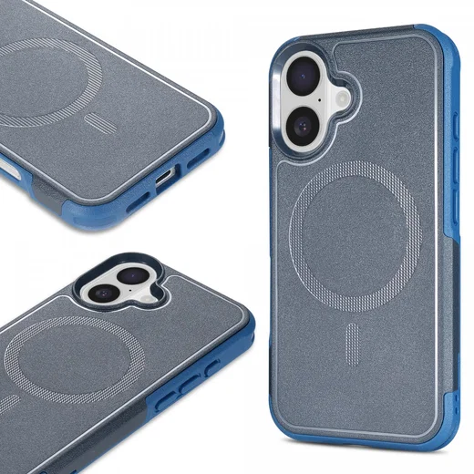 Apple iPhone 16 Hoesje Dual-Layer Hybride Back Cover met MagSafe Blauw afbeelding 10