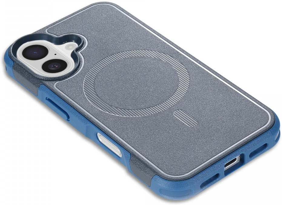 Apple iPhone 16 Hoesje Dual-Layer Hybride Back Cover met MagSafe Blauw afbeelding 12