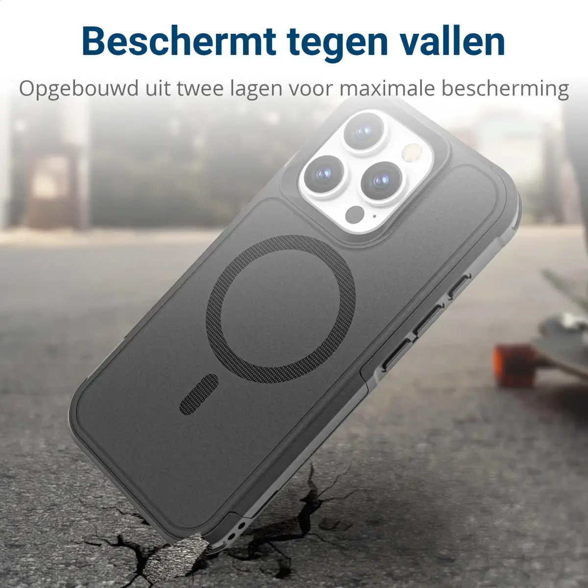 Apple iPhone 16 Pro Hoesje Dual-Layer Hybride Back Cover met MagSafe Zwart afbeelding 5