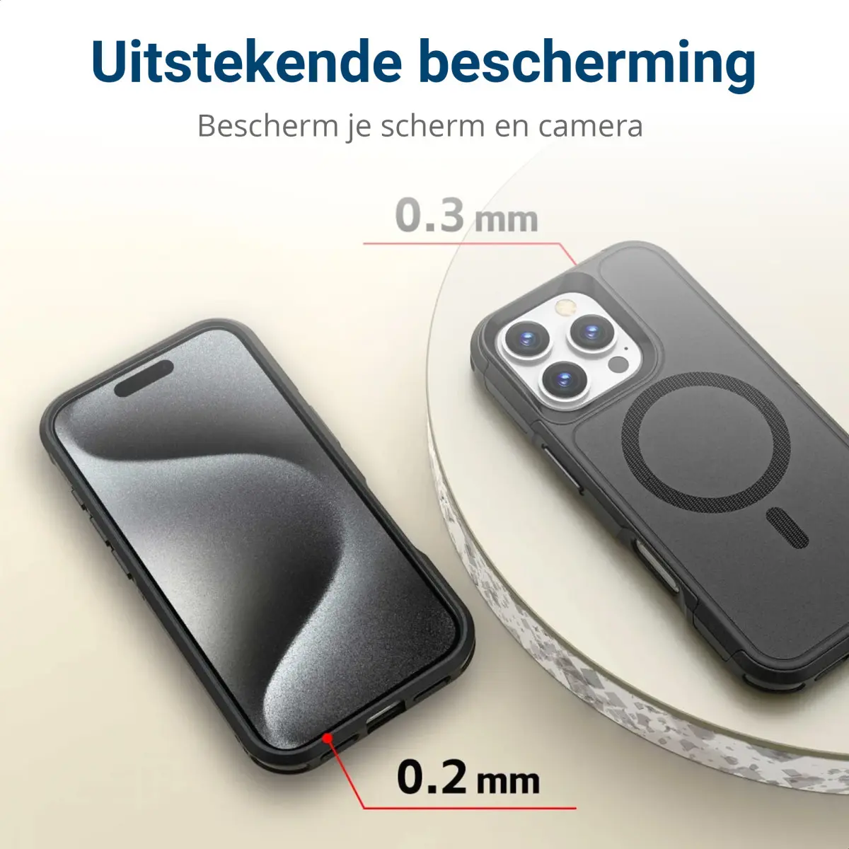 Apple iPhone 16 Pro Hoesje Dual-Layer Hybride Back Cover met MagSafe Zwart afbeelding 6