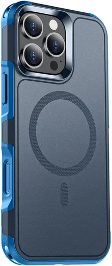 Apple iPhone 16 Pro Hoesje Dual-Layer Hybride Back Cover met MagSafe Blauw afbeelding 8