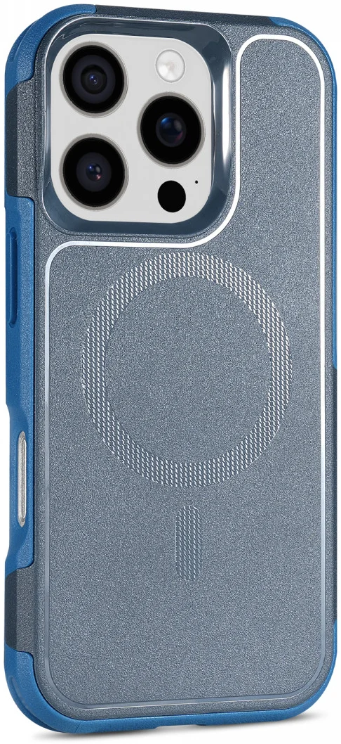 Apple iPhone 16 Pro Hoesje Dual-Layer Hybride Back Cover met MagSafe Blauw afbeelding 13