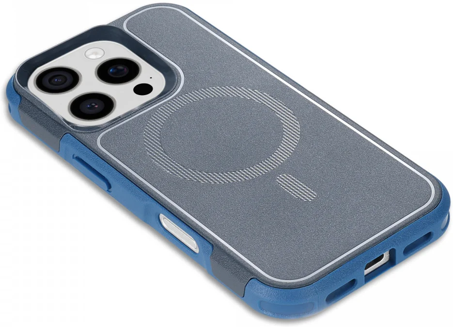 Apple iPhone 16 Pro Hoesje Dual-Layer Hybride Back Cover met MagSafe Blauw afbeelding 14