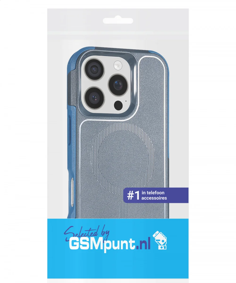 Apple iPhone 16 Pro Hoesje Dual-Layer Hybride Back Cover met MagSafe Blauw afbeelding 16