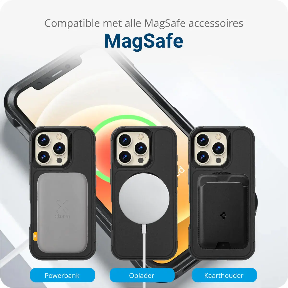 Apple iPhone 16 Pro Max Hoesje Dual-Layer Hybride Back Cover met MagSafe Zwart afbeelding 9