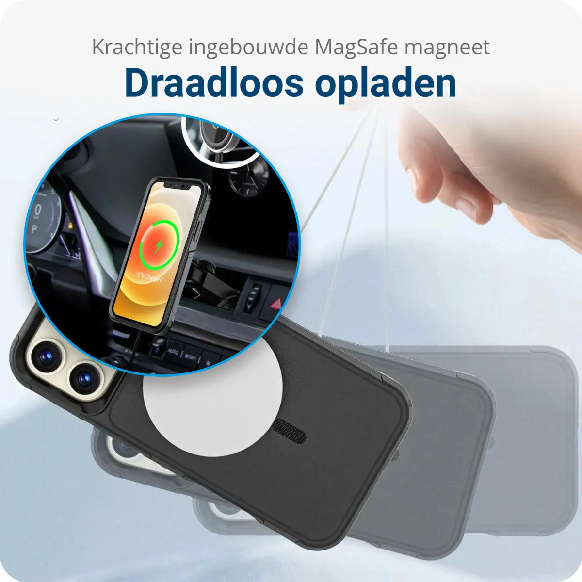 Apple iPhone 16 Pro Max Hoesje Dual-Layer Hybride Back Cover met MagSafe Zwart afbeelding 2