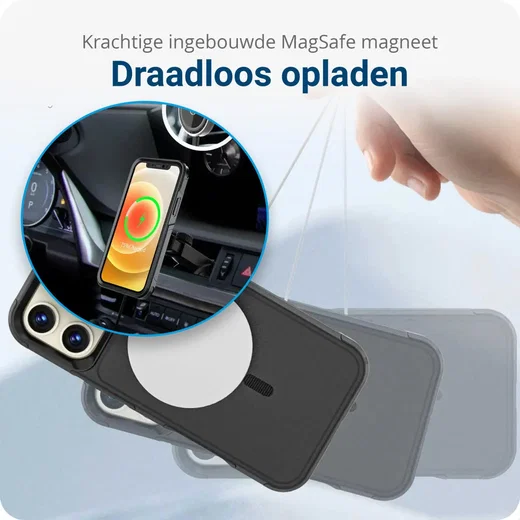 Apple iPhone 16 Pro Max Hoesje Dual-Layer Hybride Back Cover met MagSafe Zwart afbeelding 2