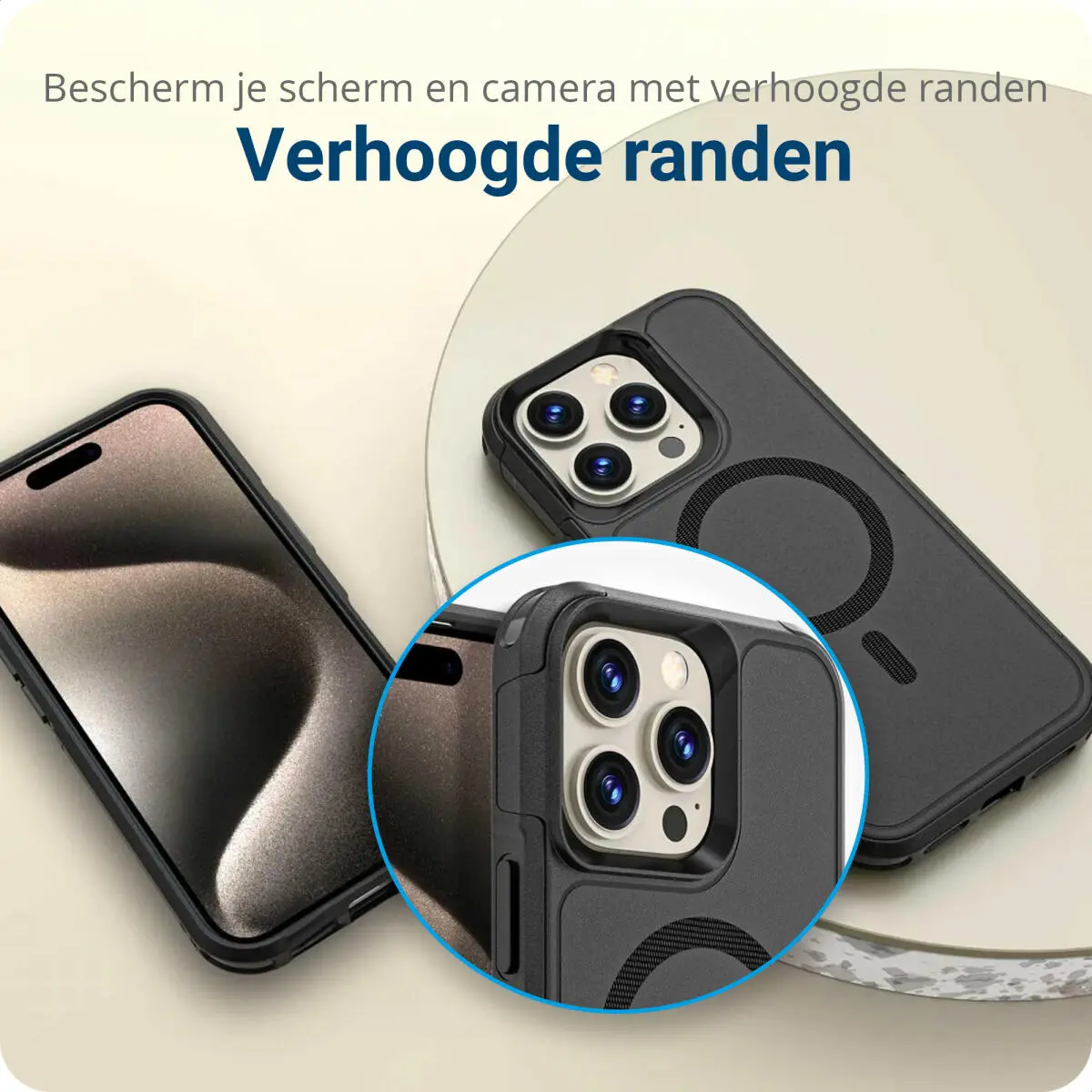 Apple iPhone 16 Pro Max Hoesje Dual-Layer Hybride Back Cover met MagSafe Zwart afbeelding 5