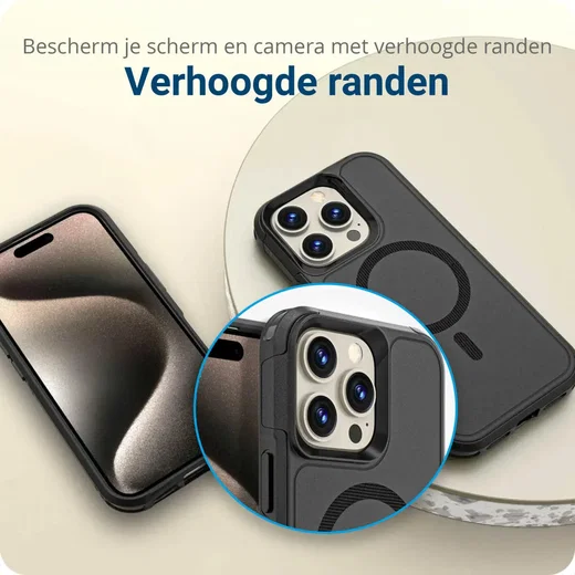 Apple iPhone 16 Pro Max Hoesje Dual-Layer Hybride Back Cover met MagSafe Zwart afbeelding 5