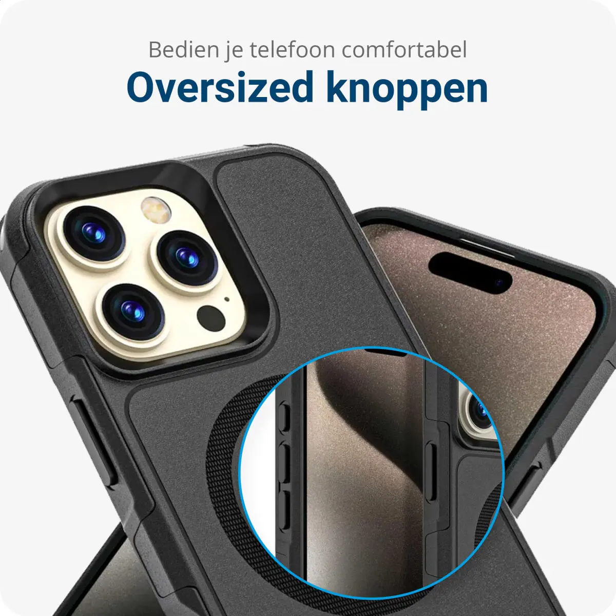 Apple iPhone 16 Pro Max Hoesje Dual-Layer Hybride Back Cover met MagSafe Zwart afbeelding 6