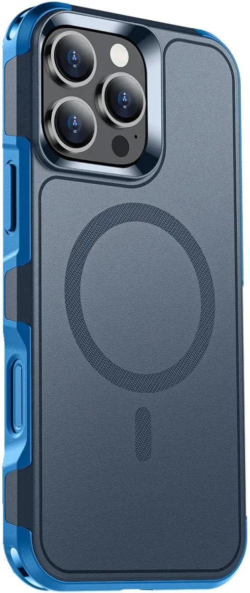 Apple iPhone 16 Pro Max Hoesje Dual-Layer Hybride Back Cover met MagSafe Blauw afbeelding 8