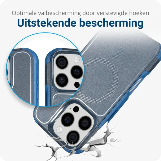 Apple iPhone 16 Pro Max Hoesje Dual-Layer Hybride Back Cover met MagSafe Blauw afbeelding 2