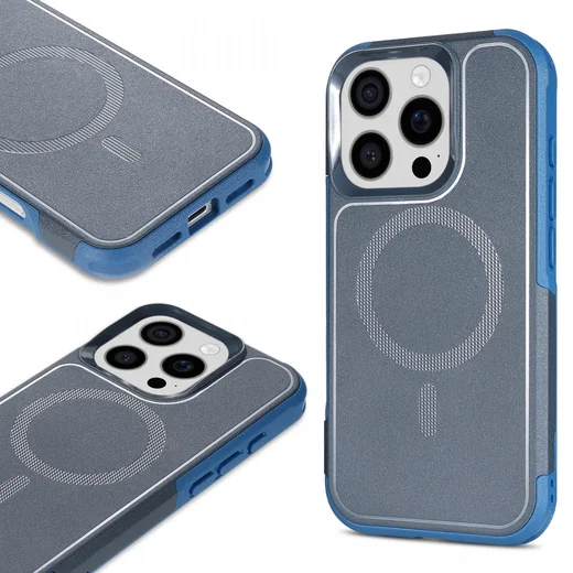 Apple iPhone 16 Pro Max Hoesje Dual-Layer Hybride Back Cover met MagSafe Blauw afbeelding 11