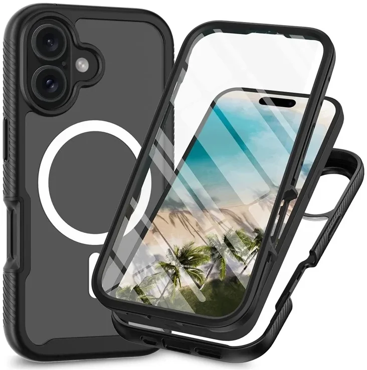 Apple iPhone 16 Hoesje Full Protect 360° Cover met MagSafe Zwart afbeelding 1