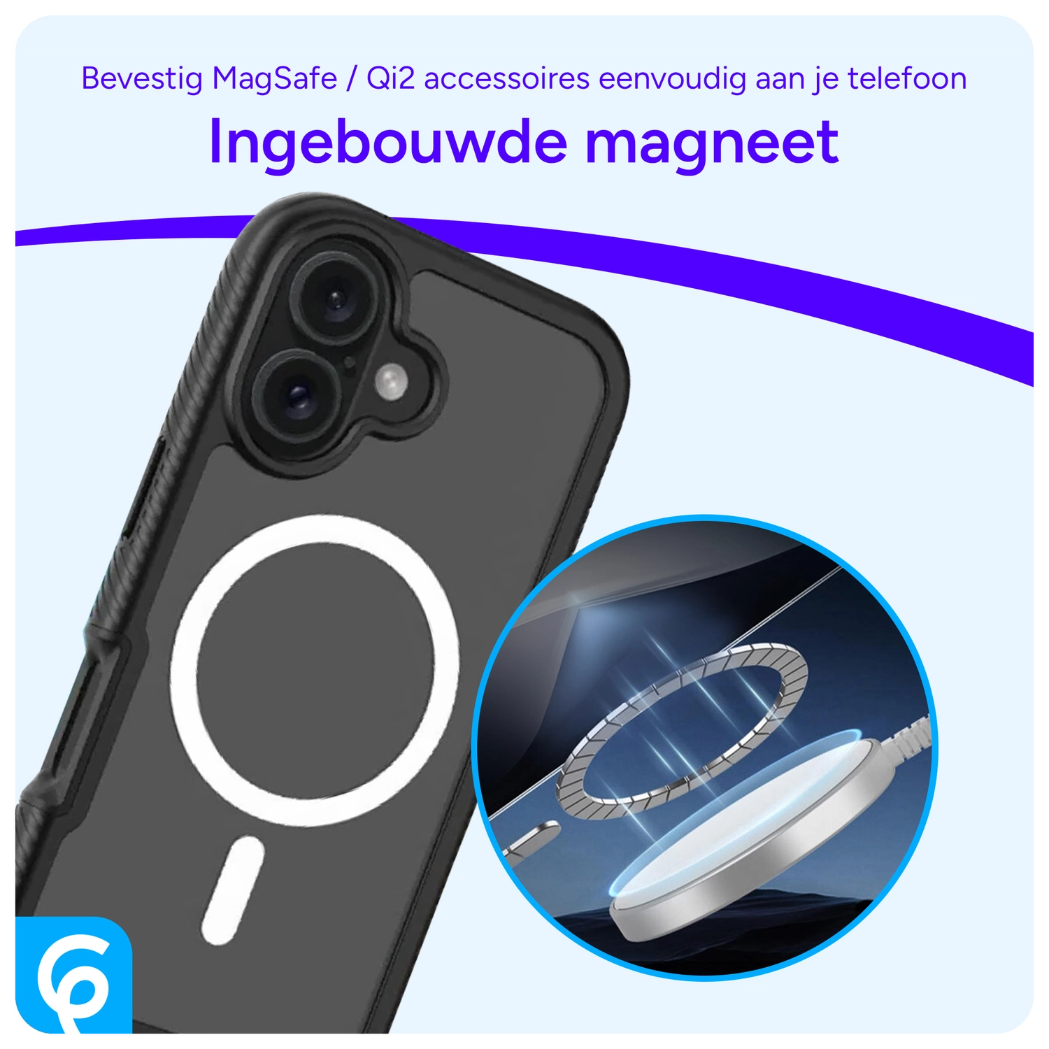 Apple iPhone 16 Hoesje Full Protect 360° Cover met MagSafe Zwart afbeelding 3