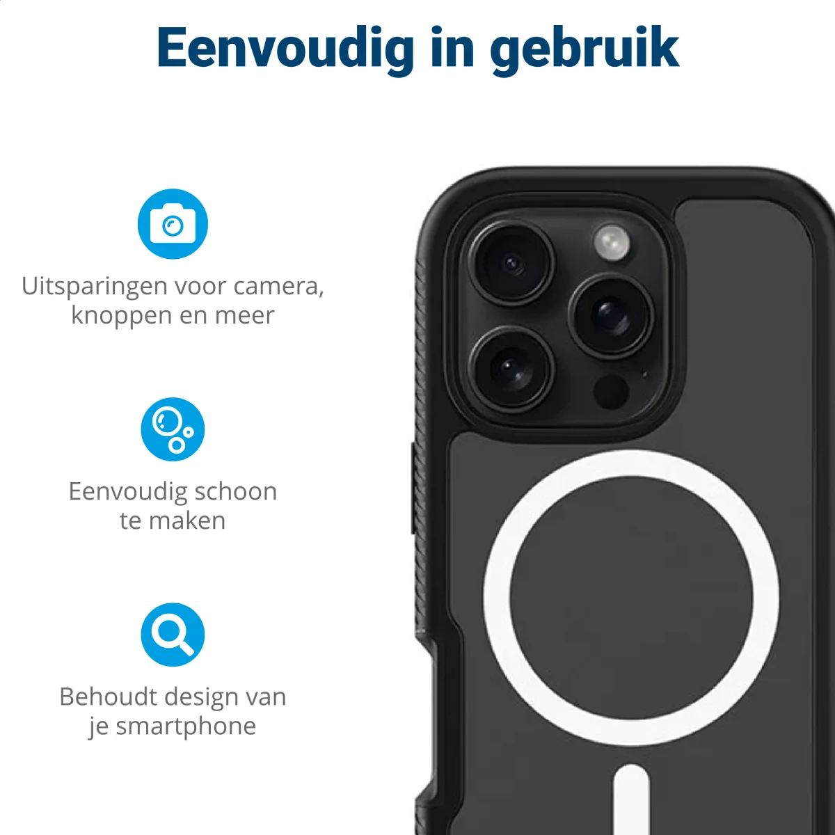 Apple iPhone 16 Pro Hoesje Full Protect 360° Cover met MagSafe Zwart afbeelding 8