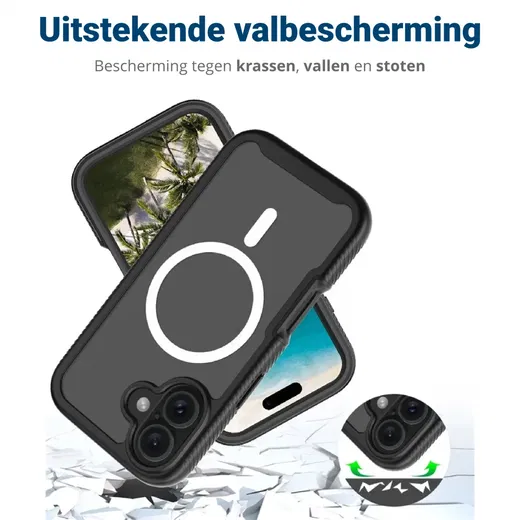 Apple iPhone 16 Plus Hoesje Full Protect 360° Cover met MagSafe Zwart afbeelding 4