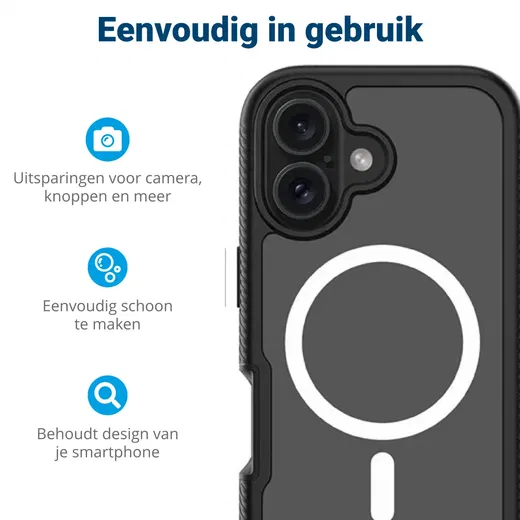 Apple iPhone 16 Plus Hoesje Full Protect 360° Cover met MagSafe Zwart afbeelding 6