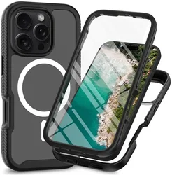 Apple iPhone 16 Pro Max Hoesje Full Protect 360° Cover met MagSafe Zwart afbeelding