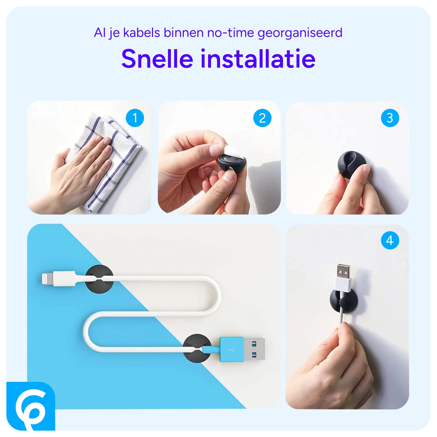16 Pack Zelfklevende Plakbare Kabelclips Kabelklemmen Zwart afbeelding 3