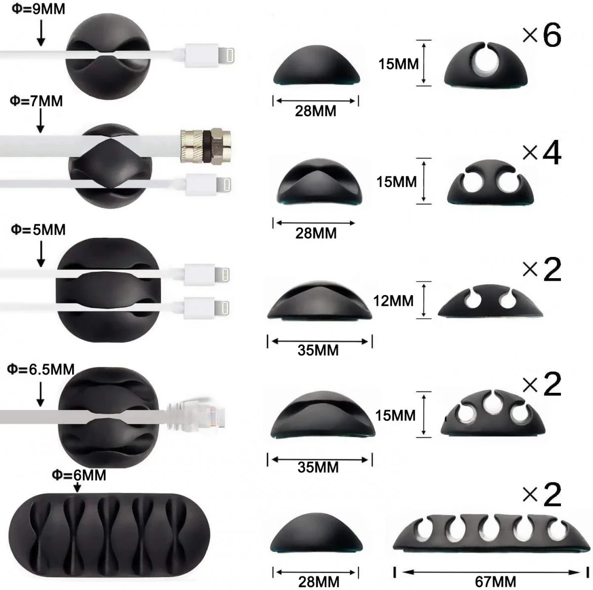 16 Pack Zelfklevende Plakbare Kabelclips Kabelklemmen Zwart afbeelding 7